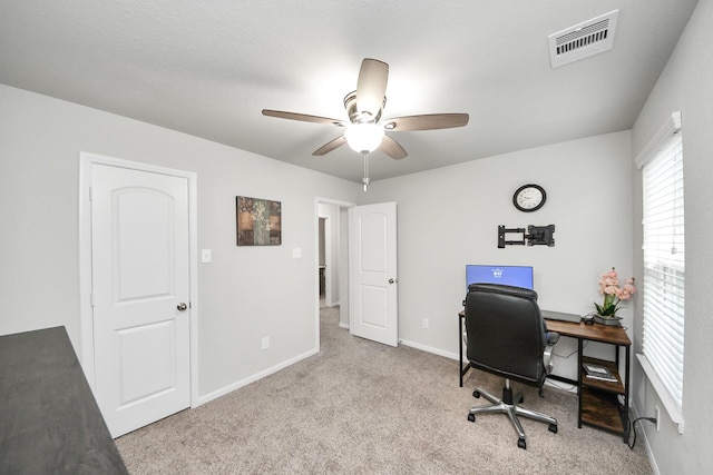 5206 Wyatt James Ln, Brookshire, TX 77423 - office featuring carpet flooring and a ceiling fan