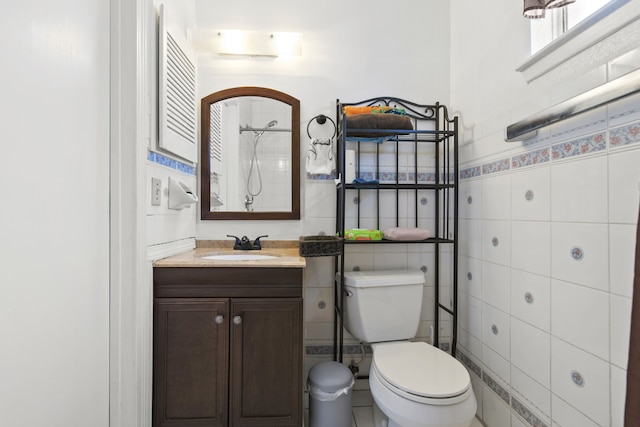 15050 Groveshire St, Channelview, TX 77530 - bathroom with tile walls, vanity, and a shower