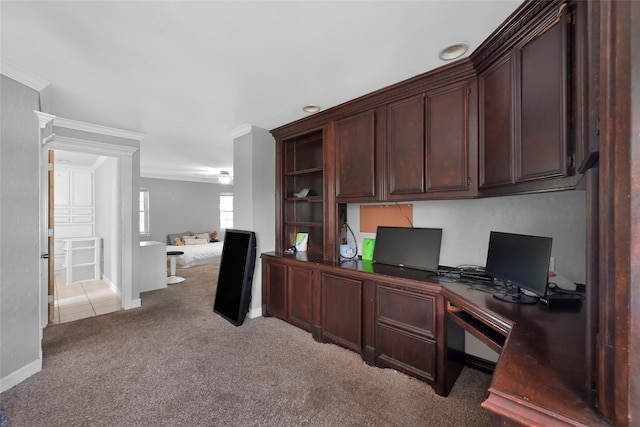 7403 Theisswood Rd, Spring, TX 77379 - home office featuring carpet flooring and ornamental molding