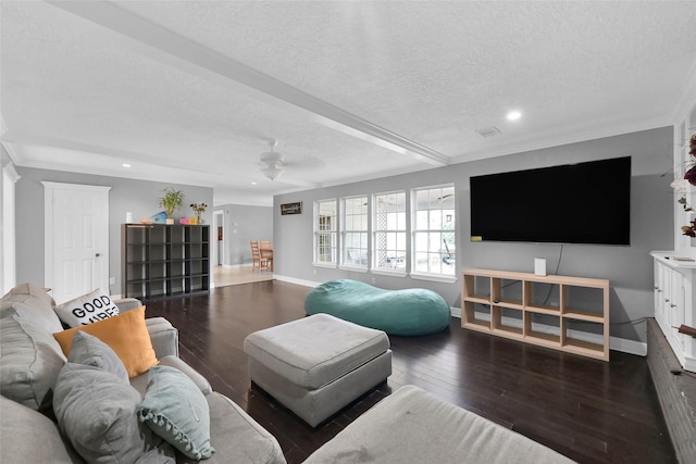 7403 Theisswood Rd, Spring, TX 77379 - living area featuring hardwood / wood-style flooring, recessed lighting, a textured ceiling, and ceiling fan