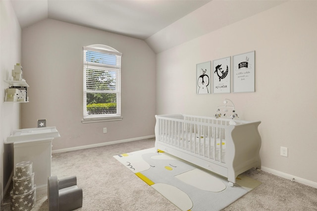 8426 Kari Bend Cir, Richmond, TX 77407 - carpeted bedroom featuring vaulted ceiling and a crib