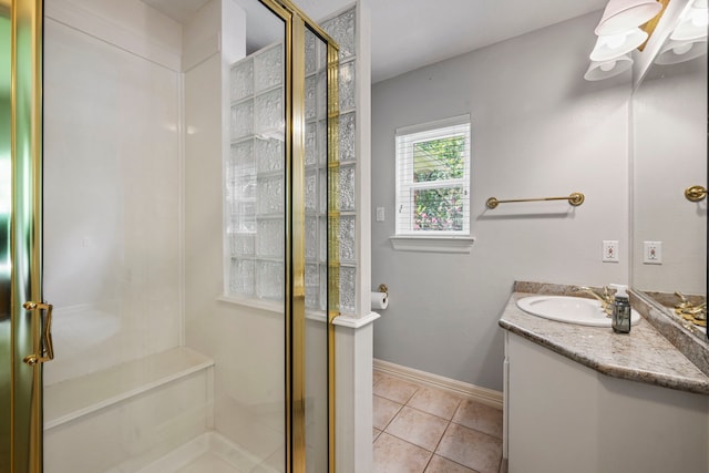 10530 Clubhouse Cir, Magnolia, TX 77354 - full bathroom featuring vanity, a stall shower, and tile patterned flooring
