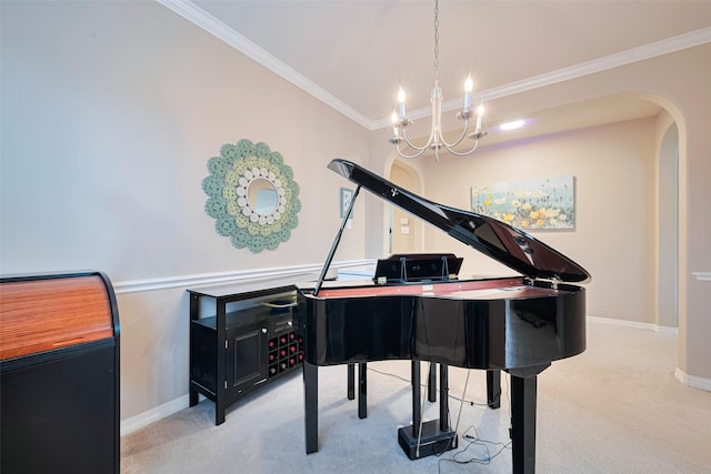 19914 Pemetic Trl, Richmond, TX 77407 - living area featuring arched walkways, light colored carpet, and ornamental molding