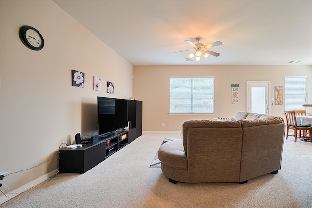 19914 Pemetic Trl, Richmond, TX 77407 - living area with light colored carpet and ceiling fan