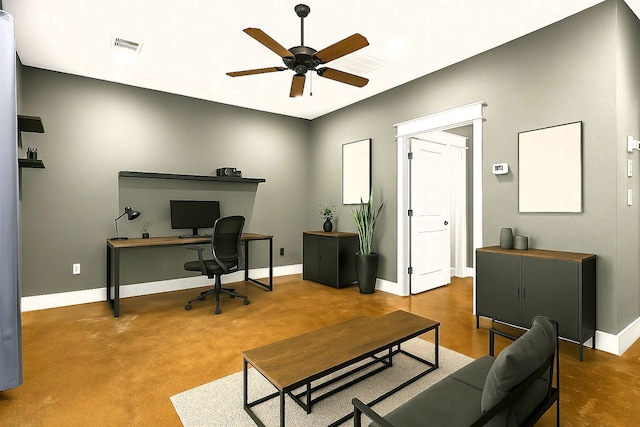 112 Riley Ln, Houston, TX 77003 - office featuring ceiling fan and baseboards