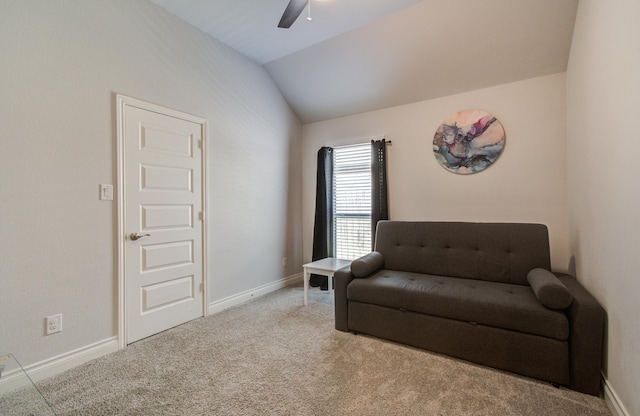 20207 Noble Arabian Dr, Tomball, TX 77377 - living area with ceiling fan, carpet flooring, and lofted ceiling