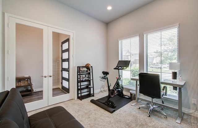 20207 Noble Arabian Dr, Tomball, TX 77377 - carpeted office space featuring french doors and recessed lighting