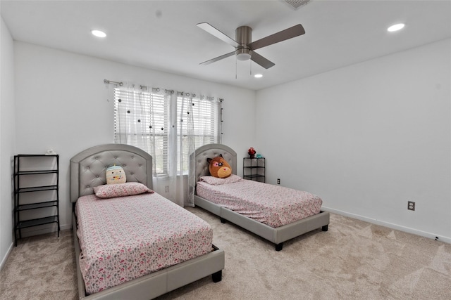 13206 Blass Ct, Houston, TX 77044 - bedroom with carpet, recessed lighting, and ceiling fan