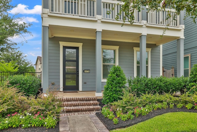 16726 Echo Heights Dr, Cypress, TX 77433 - entrance to property with a balcony and a porch