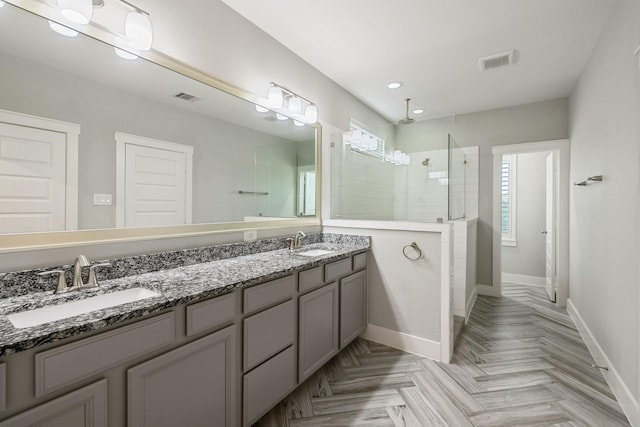 16726 Echo Heights Dr, Cypress, TX 77433 - full bath featuring walk in shower, double vanity, and recessed lighting
