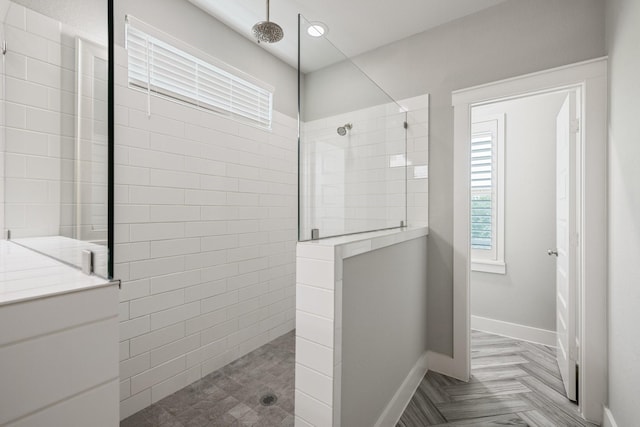 16726 Echo Heights Dr, Cypress, TX 77433 - bathroom with walk in shower and vanity