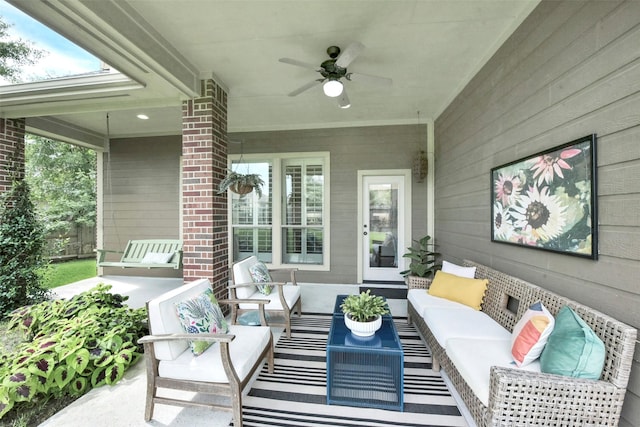 23706 Tristan Bay Ct, Spring, TX 77386 - view of patio / terrace featuring an outdoor living space and ceiling fan