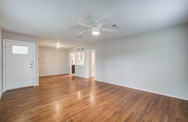 4921 Michael Dr, Houston, TX 77017 - unfurnished living room featuring wood finished floors and a ceiling fan