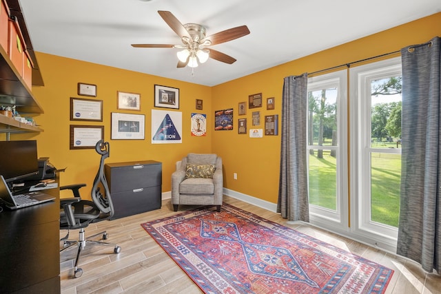 3211 County Road 237, Alvin, TX 77511 - office featuring ceiling fan and light wood-type flooring