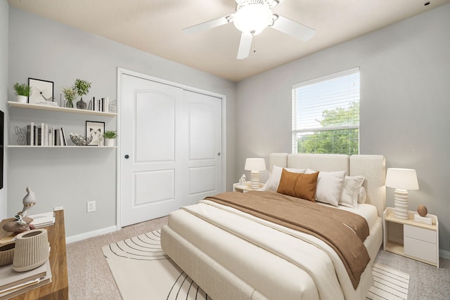 15515 Hinsdale Springs Ln, Houston, TX 77053 - carpeted bedroom with a closet and a ceiling fan