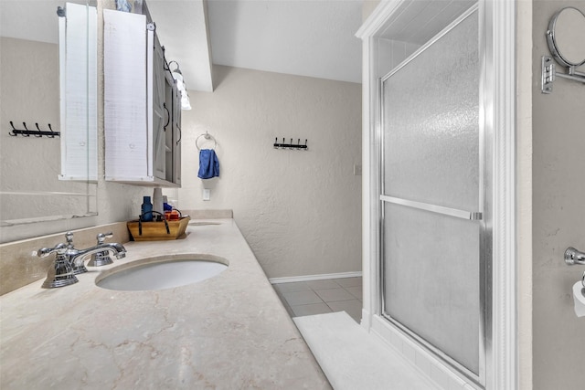 3302 Candlelon Dr, Spring, TX 77388 - full bathroom featuring tile patterned flooring, a stall shower, and double vanity