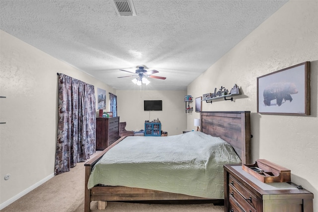 3302 Candlelon Dr, Spring, TX 77388 - carpeted bedroom with a textured ceiling, a textured wall, and a ceiling fan