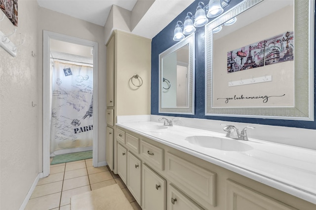 3302 Candlelon Dr, Spring, TX 77388 - bathroom featuring double vanity and tile patterned flooring