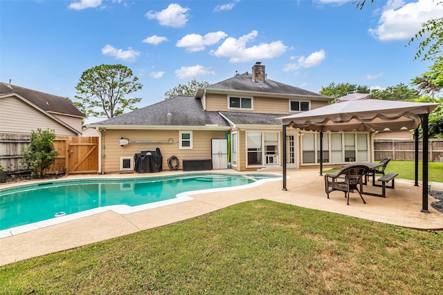 3302 Candlelon Dr, Spring, TX 77388 - view of swimming pool with a gazebo, a fenced backyard, a patio, and a gate