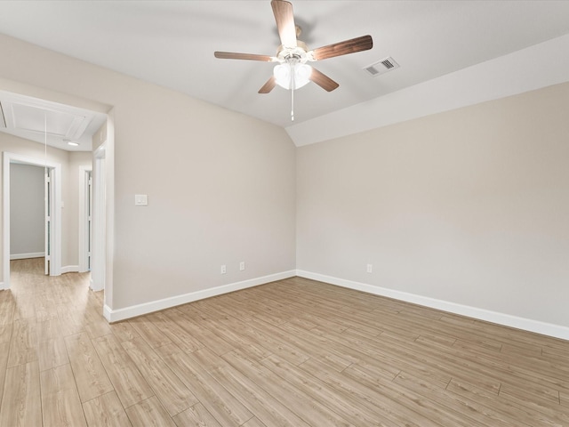 1109 Robbie St, Houston, TX 77009 - empty room featuring attic access, ceiling fan, and light wood-style floors