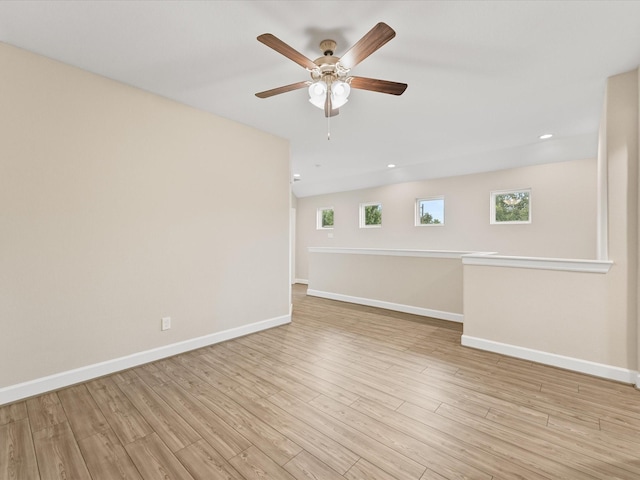 1109 Robbie St, Houston, TX 77009 - spare room with ceiling fan, light wood-style floors, and recessed lighting