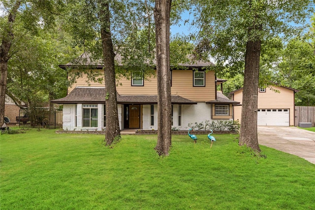 478 Brandon Rd, Conroe, TX 77302 - traditional-style home with concrete driveway, covered porch, a shingled roof, and brick siding