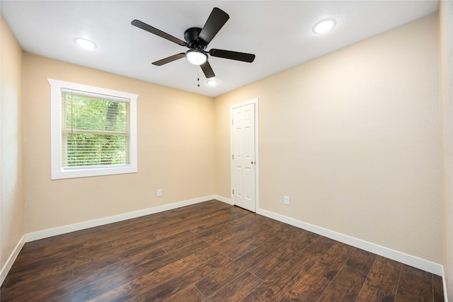 478 Brandon Rd, Conroe, TX 77302 - spare room with dark wood finished floors, recessed lighting, and a ceiling fan