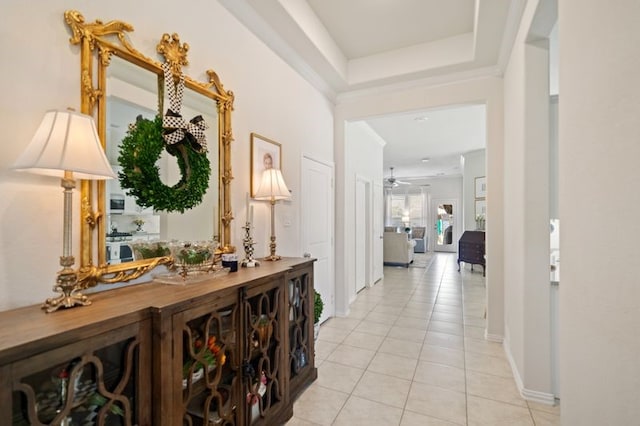 14510 Kasey Flowers Ct, Humble, TX 77396 - corridor with light tile patterned floors and baseboards