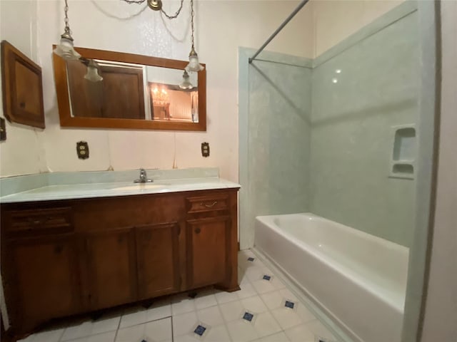 222 N 1st, Wallis, TX 77485 - full bathroom with tub / shower combination, vanity, and tile patterned flooring