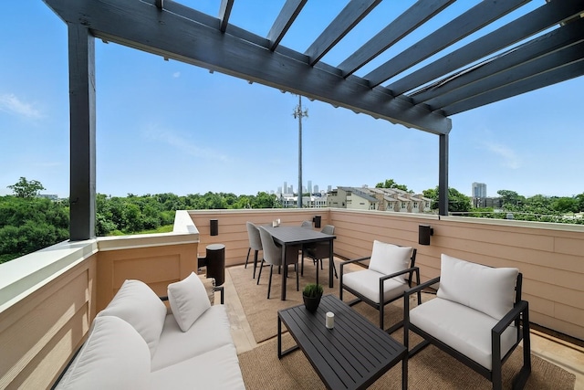 151 E 2nd St, Houston, TX 77007 - wooden deck with an outdoor living space and a pergola