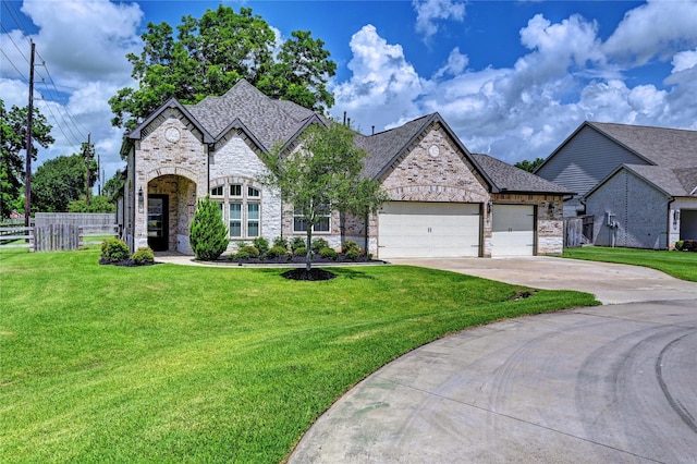 3403 Westhaven Ct, Fulshear, TX 77441 - french provincial home featuring concrete driveway, an attached garage, stone siding, and brick siding