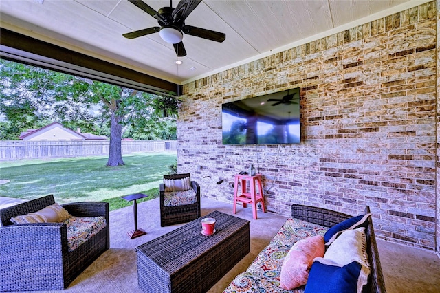 3403 Westhaven Ct, Fulshear, TX 77441 - view of patio / terrace featuring outdoor lounge area and a ceiling fan