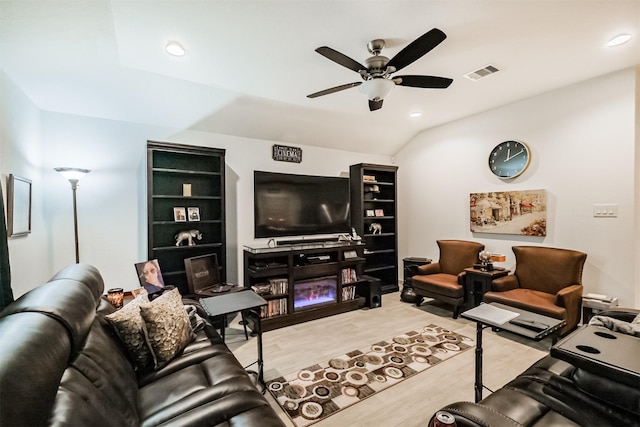 826 Green Clover Ln, Rosharon, TX 77583 - living room featuring ceiling fan, light wood-type flooring, and recessed lighting