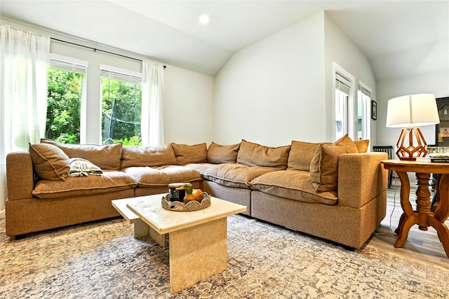 621 Little Spring Ct, Anahuac, TX 77514 - living area with vaulted ceiling, wood finished floors, and recessed lighting