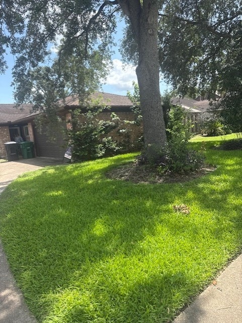 7955 Fawn Terrace Dr, Houston, TX 77071 - view of green lawn featuring an attached garage and driveway
