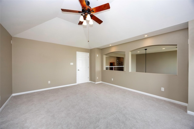 1906 Nogalus Dr, Houston, TX 77532 - spare room featuring ceiling fan, vaulted ceiling, carpet, and recessed lighting