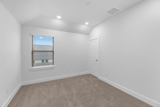 19209 Olive Heath Ln, Magnolia, TX 77355 - carpeted empty room featuring vaulted ceiling and recessed lighting