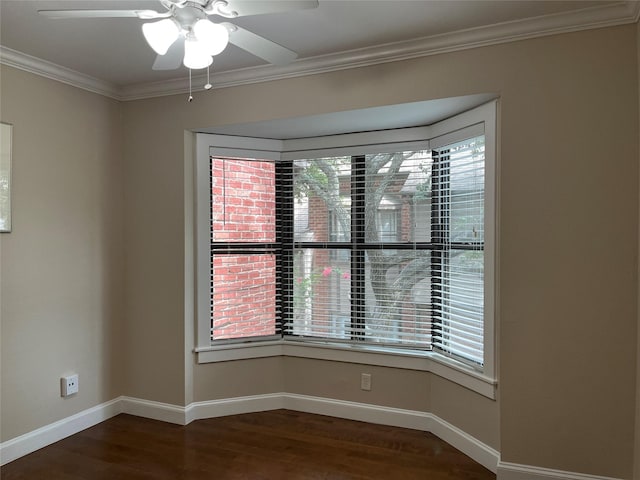7447 Cambridge St Unit 18, Houston, TX 77054 - spare room with plenty of natural light, wood finished floors, ceiling fan, and ornamental molding