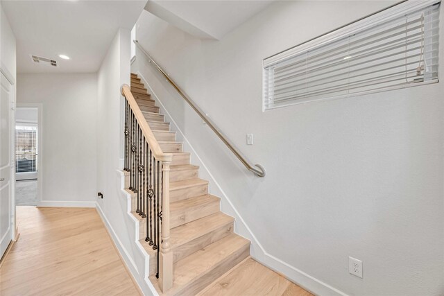 108 Knightsbridge Park Ln, Houston, TX 77018 - stairway featuring wood finished floors and recessed lighting