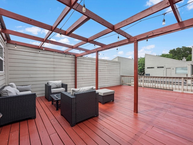 1615 S Kirkwood Rd, Houston, TX 77077 - deck featuring an outdoor living space and a pergola