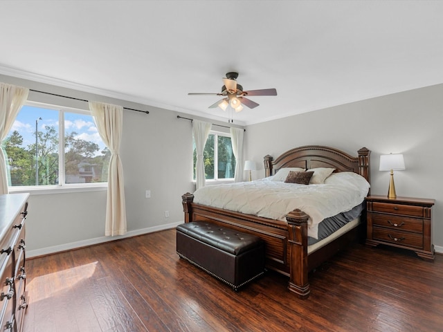 1615 S Kirkwood Rd, Houston, TX 77077 - bedroom featuring hardwood / wood-style floors, ceiling fan, and crown molding