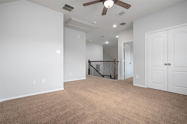 25303 Hall Meadow Ln, Katy, TX 77494 - carpeted spare room featuring attic access, ceiling fan, and recessed lighting