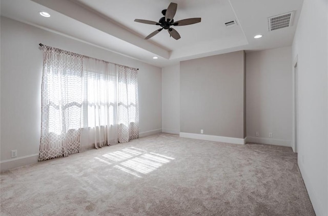 5708 Dolores St Unit A, Houston, TX 77057 - carpeted empty room with recessed lighting, a ceiling fan, and a raised ceiling