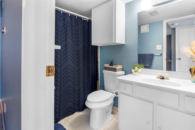 12550 Whittington Dr Unit 814, Houston, TX 77077 - full bath featuring a textured ceiling, vanity, tile patterned flooring, and a shower with shower curtain