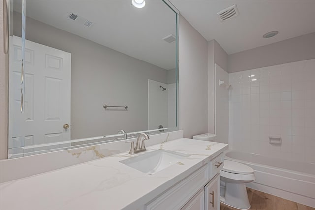 7419 Foxton Place Ct, Houston, TX 77095 - full bath featuring vanity, wood finished floors, and shower / bath combination