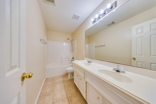 18426 Stark Point Ct, Humble, TX 77346 - full bathroom featuring double vanity, tile patterned floors, and shower / bath combination