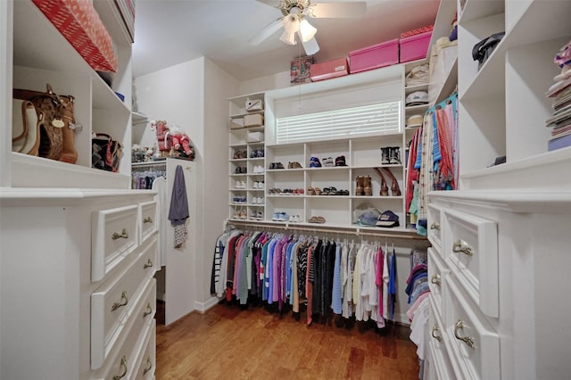 69 W Shore Ln, Montgomery, TX 77356 - walk in closet with wood finished floors and a ceiling fan