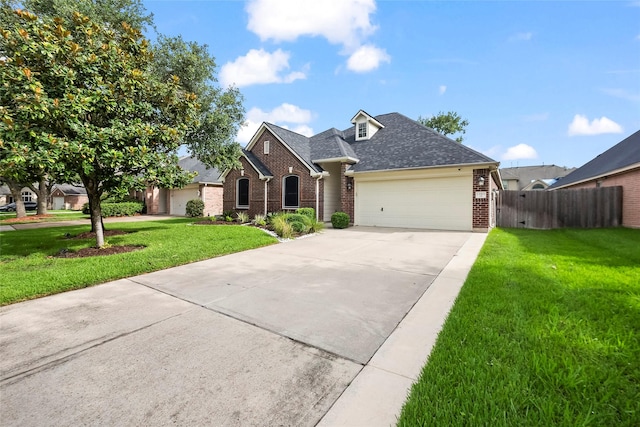 13315 Lake Passage Ln, Houston, TX 77044 - traditional home with brick siding, an attached garage, concrete driveway, and a shingled roof