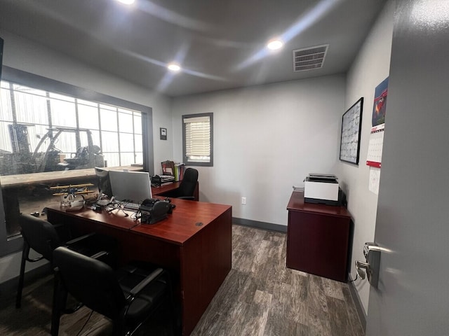 10195 Doolittle, Mckinney, TX 75071 - home office with dark wood-type flooring and recessed lighting