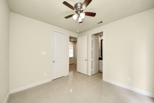 5617 Kiam St Unit A, Houston, TX 77007 - unfurnished bedroom featuring finished concrete flooring and ceiling fan
